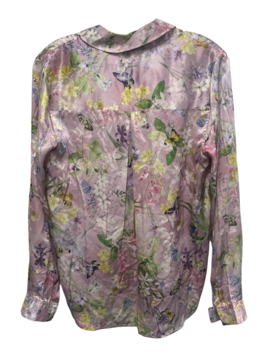 L'agence Size S Purple, Green, Multi Silk Floral & Butterfly Long Sleeve Top Purple, Green, Multi / S
