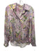 L'agence Size S Purple, Green, Multi Silk Floral & Butterfly Long Sleeve Top Purple, Green, Multi / S
