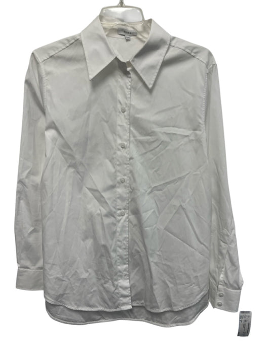 Reiss Size 4 White Cotton Button Down Collar Long Sleeve Top White / 4