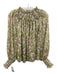 Misa Size S Beige, Green, Brown Polyester shirred detail Botanical Top Beige, Green, Brown / S
