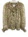 Misa Size S Beige, Green, Brown Polyester shirred detail Botanical Top Beige, Green, Brown / S