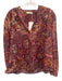 Ulla Johnson Size 4 Burgundy, Red, Yellow Cotton Blend Abstract Floral Top Burgundy, Red, Yellow / 4
