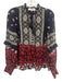 Sea New York Size 4 Navy Blue, White, Red Silk Tassel Tie Neck Leaves Button Top Navy Blue, White, Red / 4