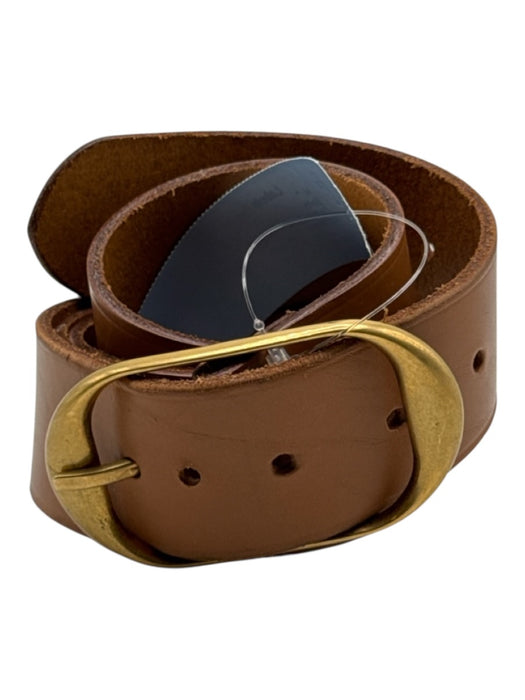 Nili Lotan Cognac Brown Leather Gold Tone Hardware Oval Buckle Belts Cognac Brown / 90