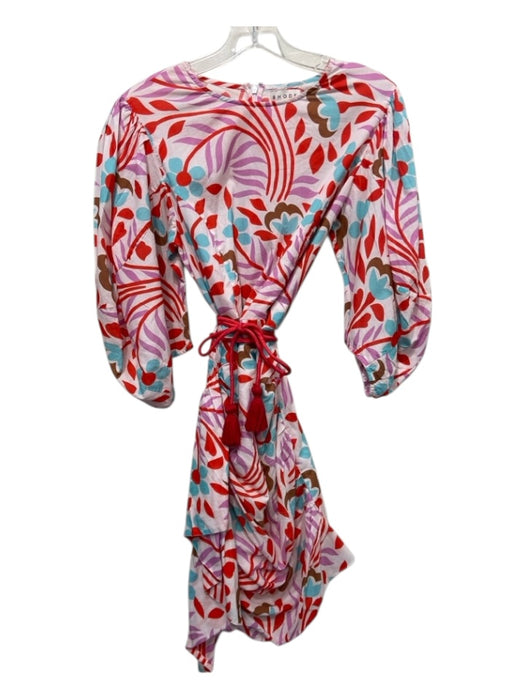 Rhode Size Medium White, Red & Purple Organic Cotton 1/2 Balloon Sleeve Dress White, Red & Purple / Medium