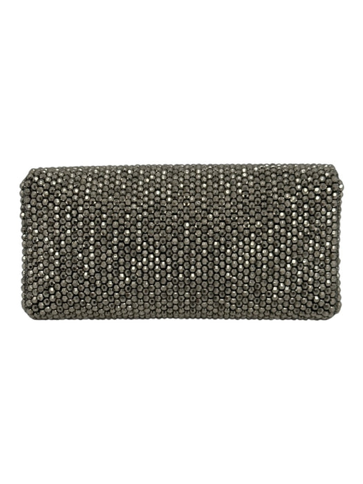 Reiss Silver Tone Polyester Metallic Beaded Flap Clutch Bag Silver Tone