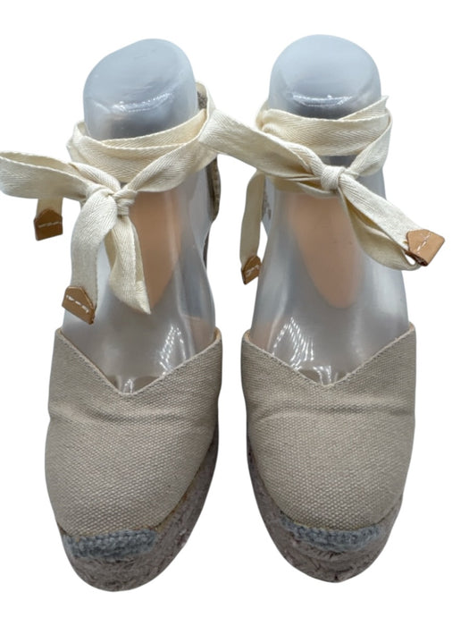 Castaner Shoe Size 37 Taupe Beige Canvas Upper Platform Lace Up Ankle Espadrille Taupe Beige / 37