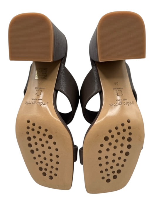 Pedro Garcia Shoe Size 38 Taupe Brown Leather Upper Two Strap Block Heel Sandals Taupe Brown / 38