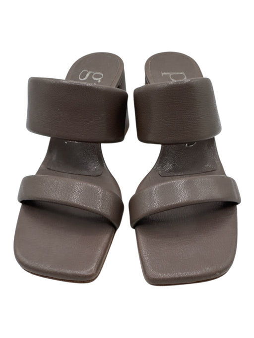 Pedro Garcia Shoe Size 38 Taupe Brown Leather Upper Two Strap Block Heel Sandals Taupe Brown / 38