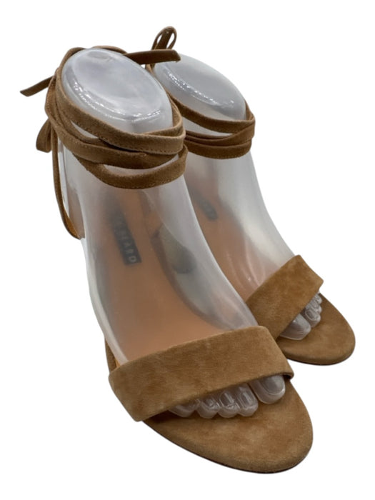 Veronica Beard Shoe Size 38 Tan Brown Leather Upper Suede Lace Up Ankle Sandals Tan Brown / 38