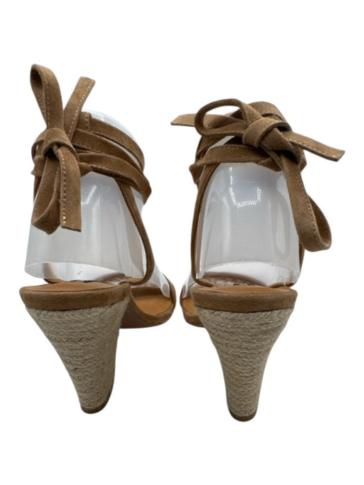 Veronica Beard Shoe Size 38 Tan Brown Leather Upper Suede Lace Up Ankle Sandals Tan Brown / 38