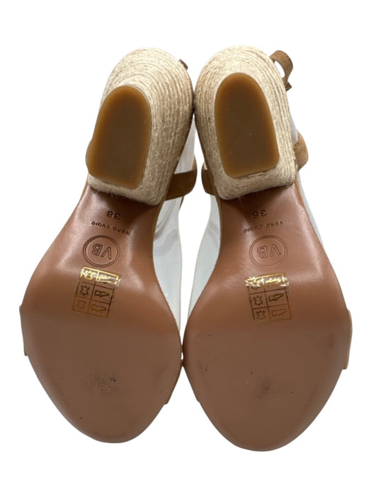Veronica Beard Shoe Size 38 Tan Brown Leather Upper Suede Lace Up Ankle Sandals Tan Brown / 38
