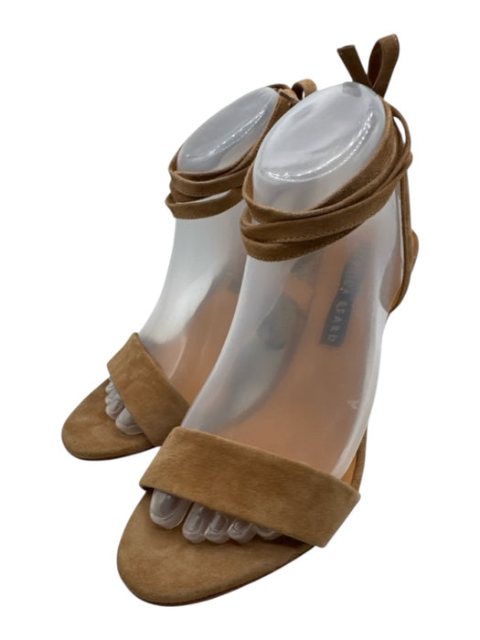 Veronica Beard Shoe Size 38 Tan Brown Leather Upper Suede Lace Up Ankle Sandals Tan Brown / 38