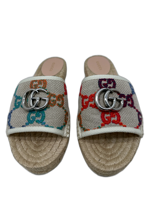Gucci Shoe Size 37.5 Beige & Multi Canvas Upper Guccissima Double G Espadrille Beige & Multi / 37.5