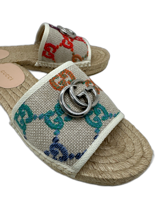 Gucci Shoe Size 37.5 Beige & Multi Canvas Upper Guccissima Double G Espadrille Beige & Multi / 37.5