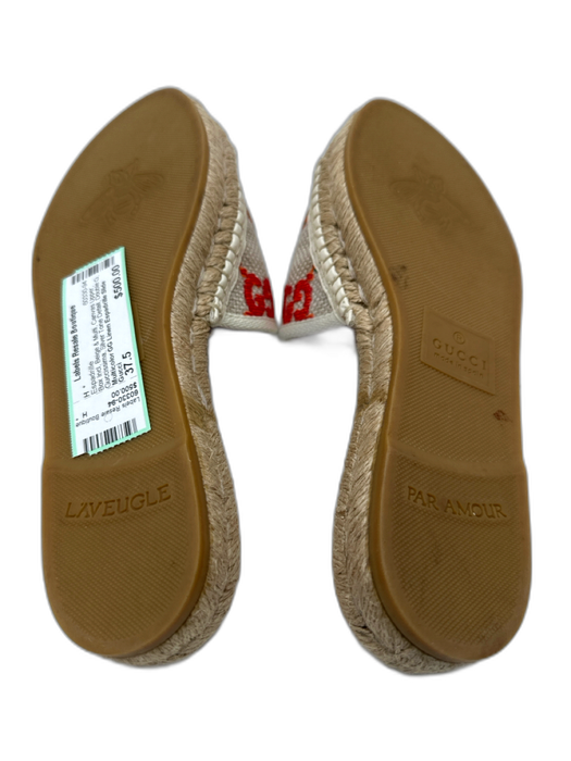 Gucci Shoe Size 37.5 Beige & Multi Canvas Upper Guccissima Double G Espadrille Beige & Multi / 37.5