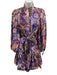 Zimmermann Size S/M Purple, Orange, Blue Silk High Neck Mixed Floral Dress Purple, Orange, Blue / S/M