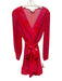 Milly Size 2 red & fuchsia pink Polyester Pleated Colorblock Long Sleeve Dress red & fuchsia pink / 2