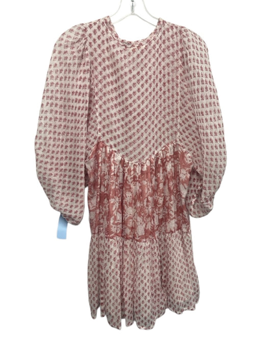 Daughters of India Size XS Red & White Cotton Block Printed Floral Mini Dress Red & White / XS