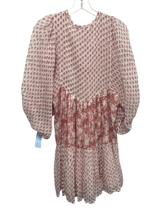 Daughters of India Size XS Red & White Cotton Block Printed Floral Mini Dress Red & White / XS