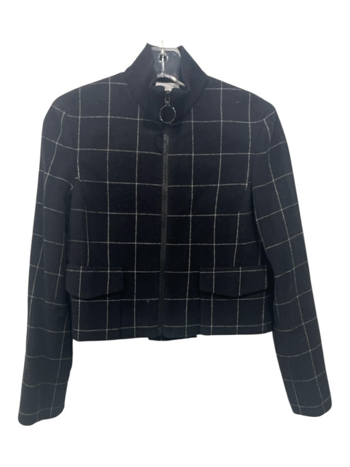 Akris Punto Size 2 Black & White Wool & Elastane Windowpane Plaid Cropped Jacket Black & White / 2