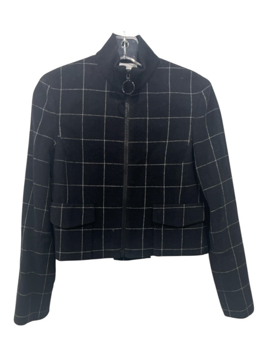 Akris Punto Size 2 Black & White Wool & Elastane Windowpane Plaid Cropped Jacket Black & White / 2
