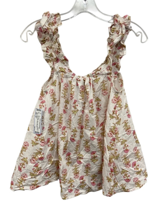 Piyama Size XS Pink, Green, White Cotton Sleeveless Floral Ruffle Short Set Pink, Green, White / XS
