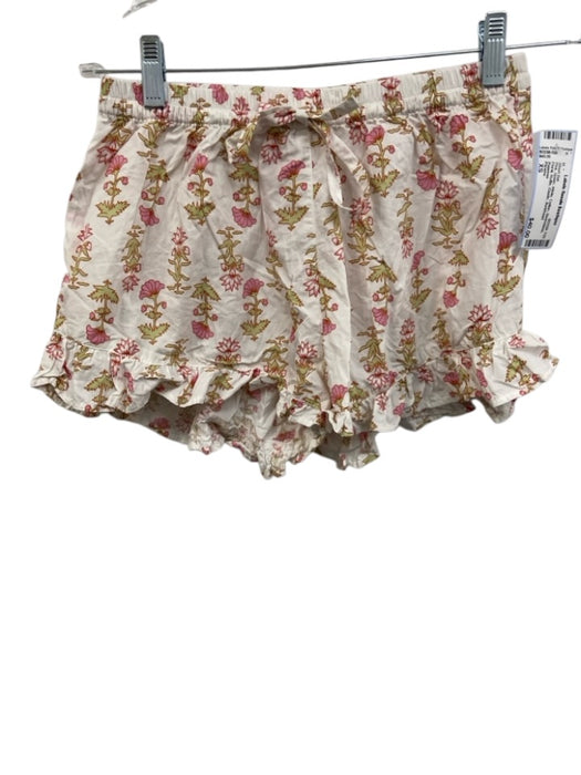 Piyama Size XS Pink, Green, White Cotton Sleeveless Floral Ruffle Short Set Pink, Green, White / XS