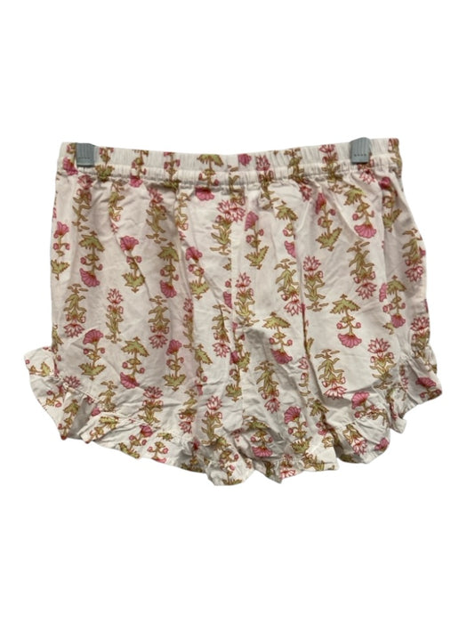 Piyama Size XS Pink, Green, White Cotton Sleeveless Floral Ruffle Short Set Pink, Green, White / XS