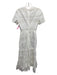 Self-Portrait Size 0 Cream White Cotton Short Sleeve Eyelet Back Zip Dress Cream White / 0