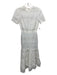 Self-Portrait Size 0 Cream White Cotton Short Sleeve Eyelet Back Zip Dress Cream White / 0
