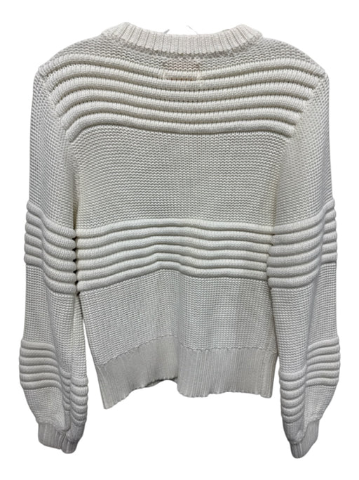 Sancia Size Large Cream White Viscose Blend Long Sleeve Ribbed Sweater Cream White / Large