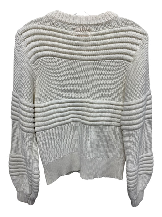 Sancia Size Large Cream White Viscose Blend Long Sleeve Ribbed Sweater Cream White / Large