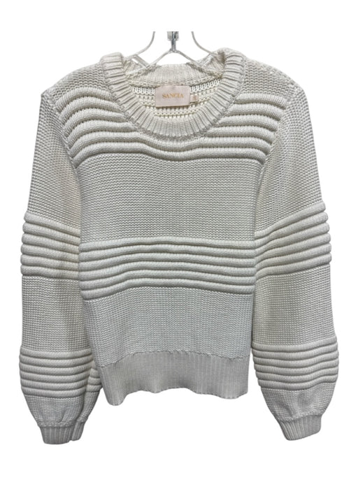 Sancia Size Large Cream White Viscose Blend Long Sleeve Ribbed Sweater Cream White / Large
