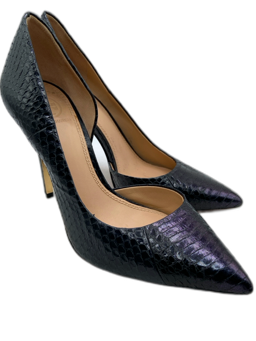 Tory Burch Shoe Size 7 Iridescent Black Snake Skin Pointed Toe D'Orsay Pumps Iridescent Black / 7