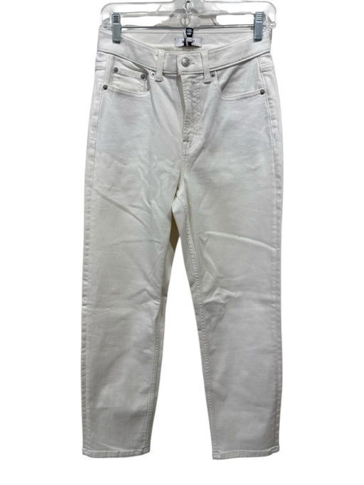Spanx Size 6 White Cotton Denim Zip Fly High Rise Straight Leg Jeans White / 6