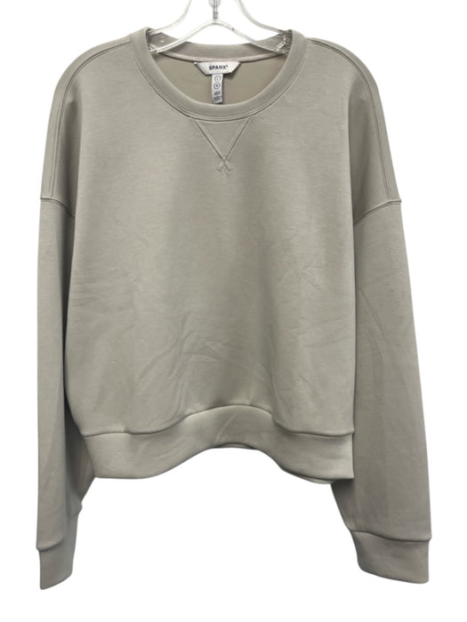 Spanx Size Large Beige Long Sleeve Heathered Crew Neck Pull Over Sweater Beige / Large