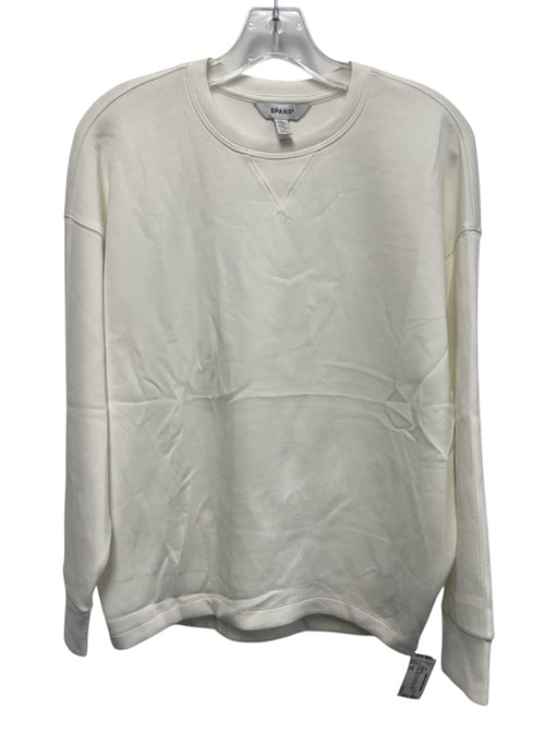 Spanx Size XS White Long Sleeve Heathered Crew Neck Pull Over Sweater White / XS