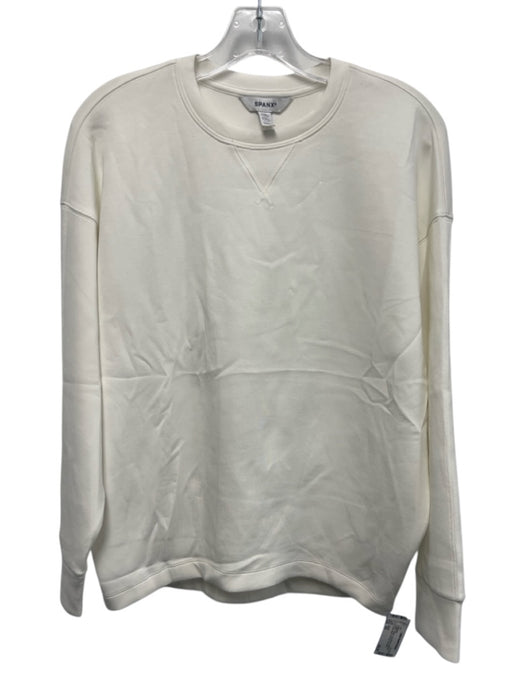 Spanx Size XS White Long Sleeve Heathered Crew Neck Pull Over Sweater White / XS