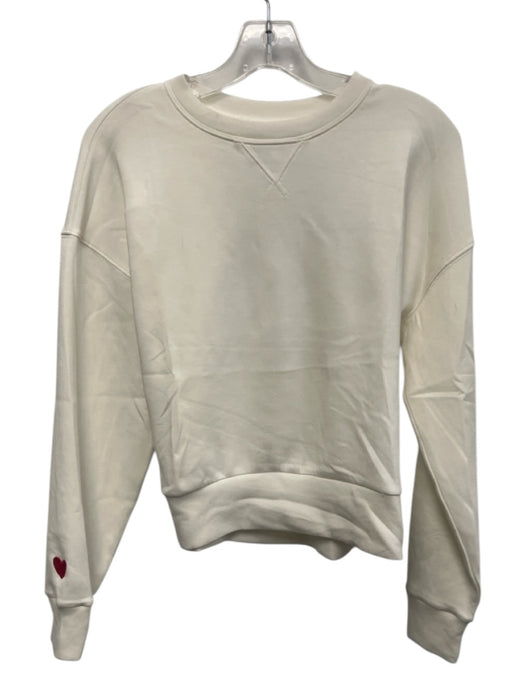 Spanx Size XS White & Red Modal Blend Long Sleeve Heart Pull Over Sweater White & Red / XS