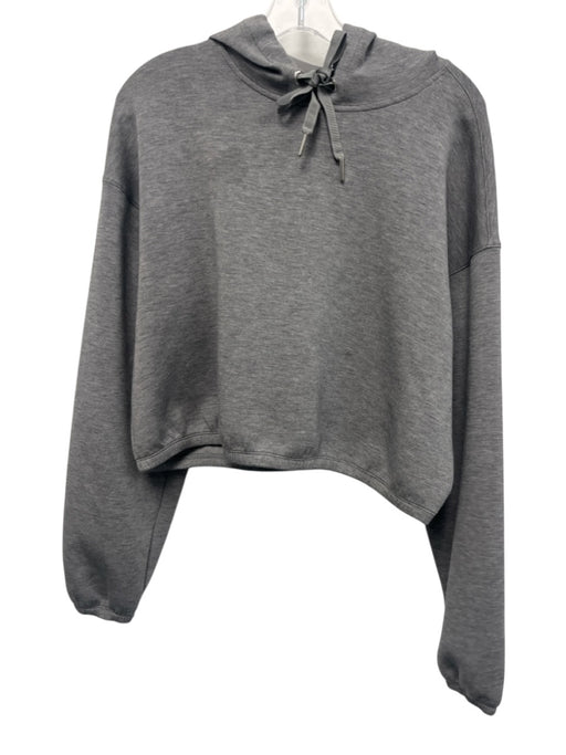 Spanx Size Medium Gray Long Sleeve Heathered Hood Elastic Waist Sweater Gray / Medium