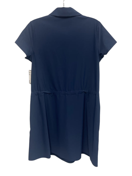 Spanx Size XS Navy Blue Nylon Blend Short Sleeve Drawstring Waist Pockets Dress Navy Blue / XS