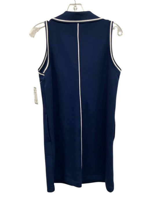 Spanx Size Small Navy Blue Polyester Blend Sleeveless Striped V Neck Dress Navy Blue / Small