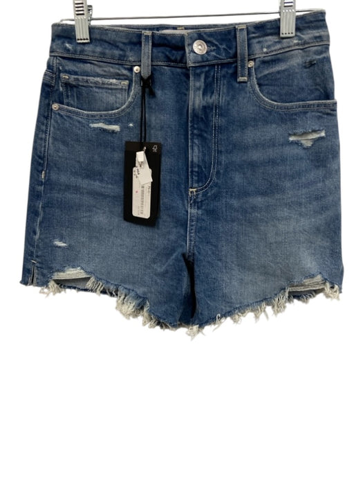 Paige Size 25 Medium Wash Cotton Denim High Rise Distressed Pockets Shorts Medium Wash / 25