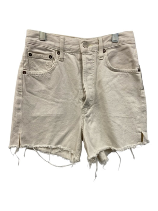 Agolde Size 24 Light Beige Cotton Denim High Rise High Rise Raw Hem Shorts Light Beige / 24