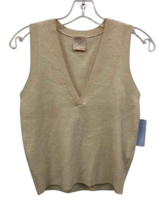 Kerisma Size Small Cream White Viscose Blend Sleeveless Ribbed V Neck Sweater Cream White / Small