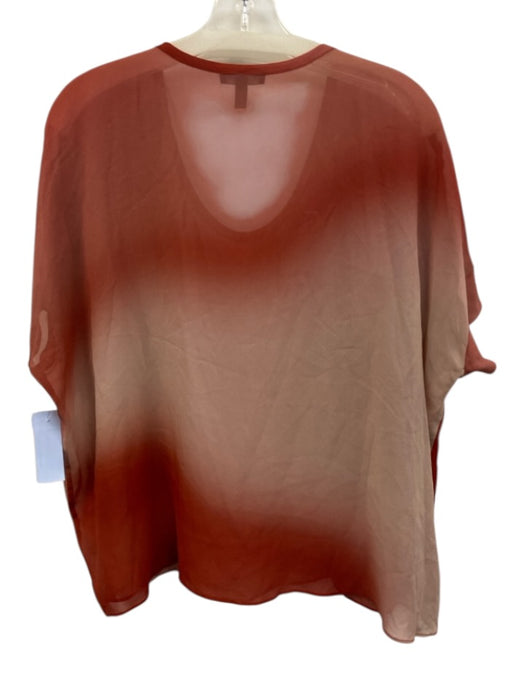Eileen Fisher Size Small Red & Pink Short Sleeve Gradient Sheer Top Red & Pink / Small