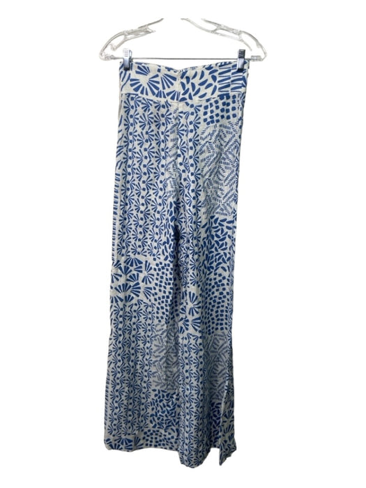 Alexis Size S White & Blue Linen Polyester Lining All Over Print Pant Set White & Blue / S