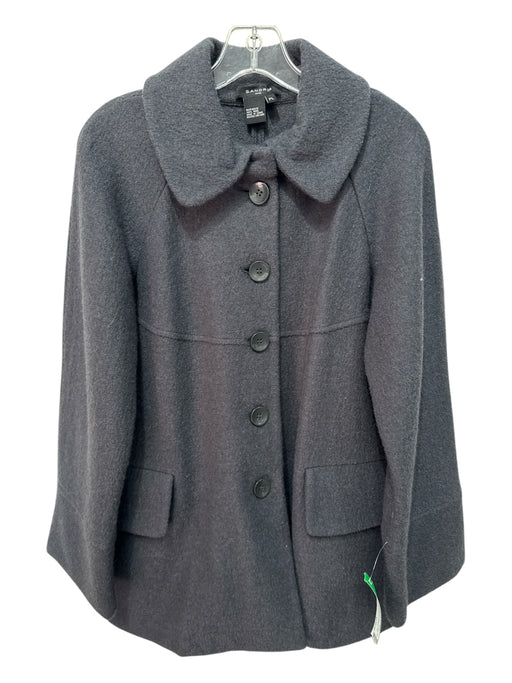 Sandro Size PL Navy Blue Boiled Wool Collared Flap Pockets Button Down Jacket Navy Blue / PL
