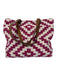 Patricia Nash Cream & Magenta Cotton Woven Leather Straps Toggle Closure Bag Cream & Magenta